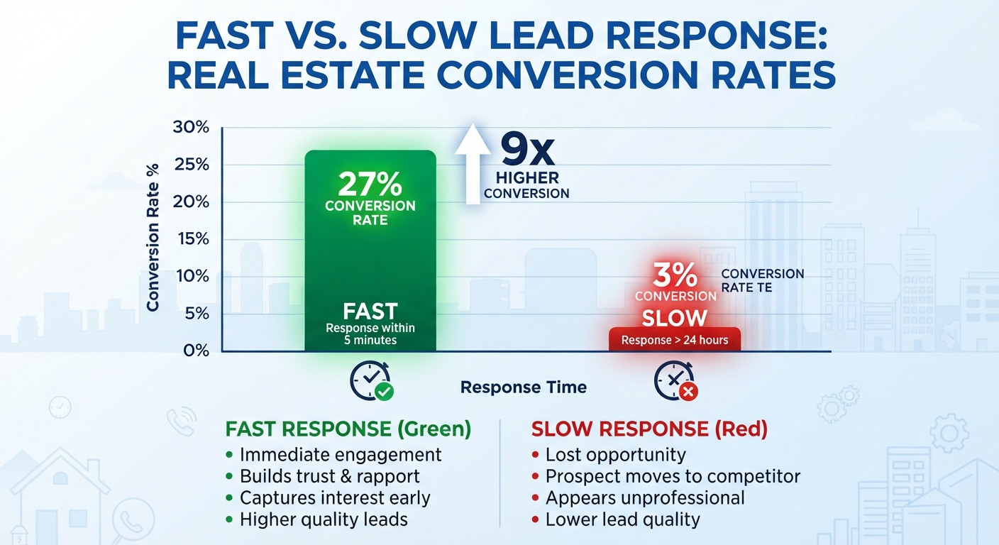 real estate agent crm speed to lead conversion gap statistics