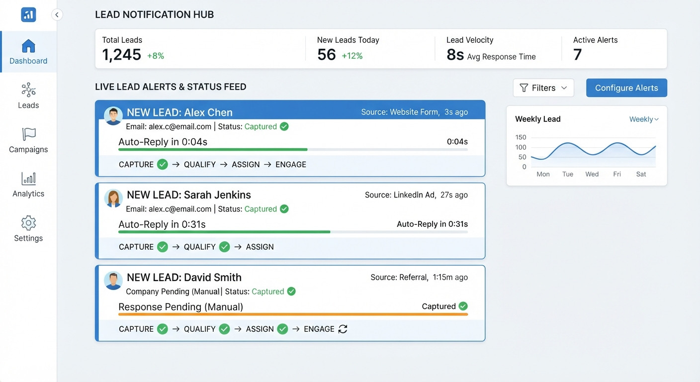 real estate agent crm instant lead response automation dashboard