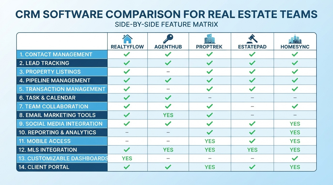 crm tools for real estate comparison 2026