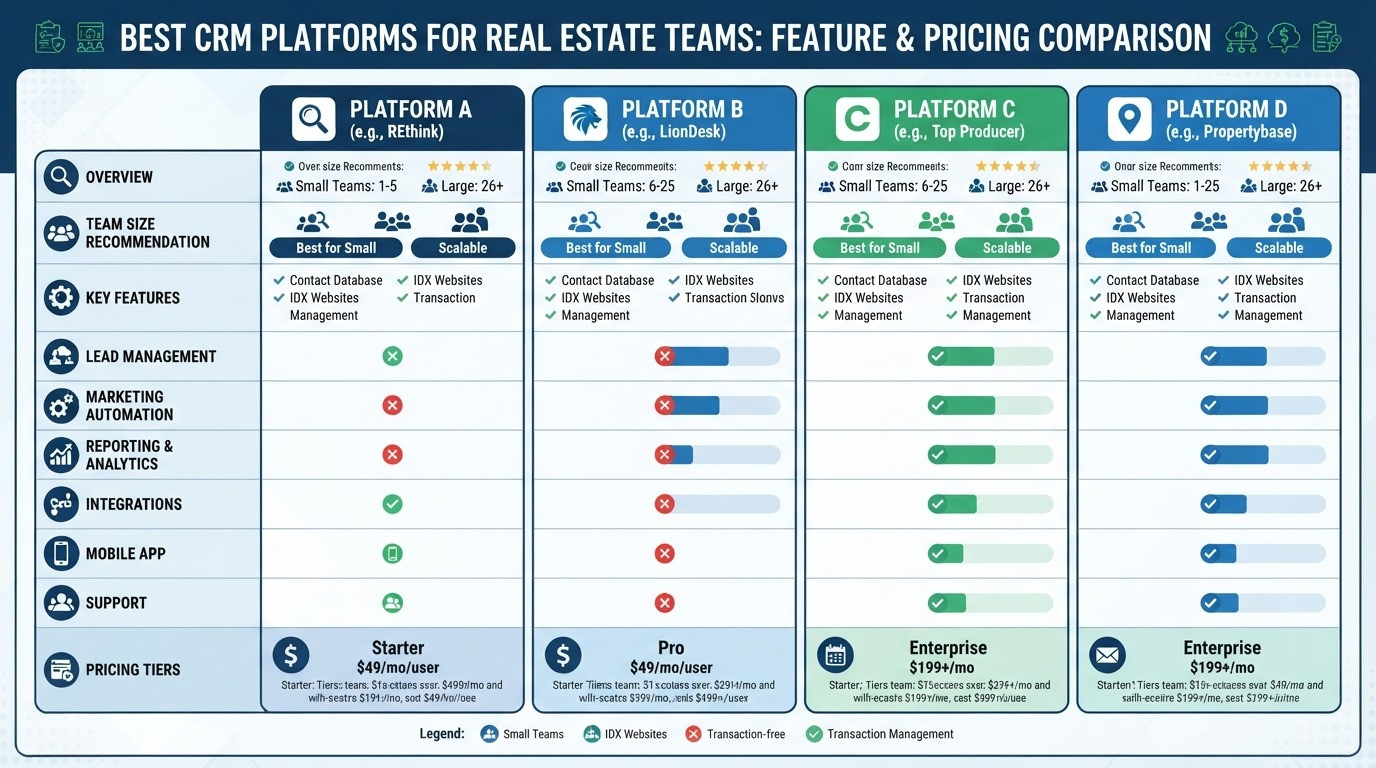 best crm for real estate teams comparison 2026