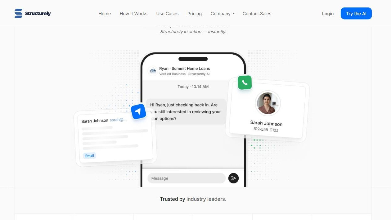 Structurely AI chatbot handling real estate lead qualification conversation automatically