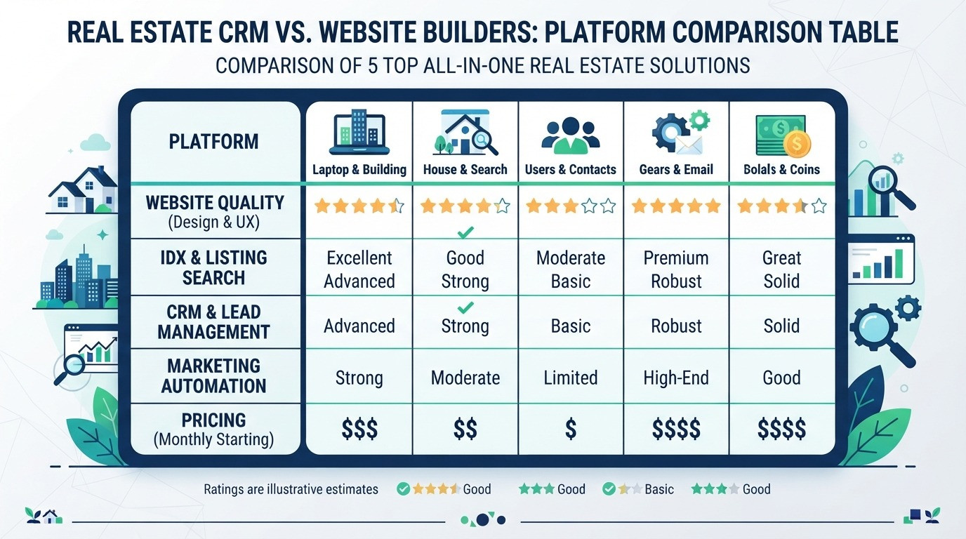 crm with website builder real estate platform comparison 2026