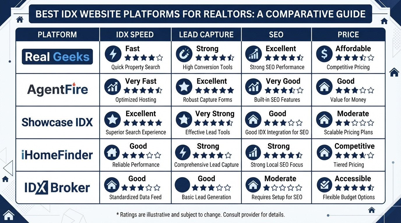idx website for realtors comparison chart 2026