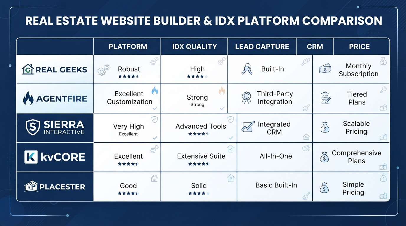 real estate website builder with idx comparison 2026