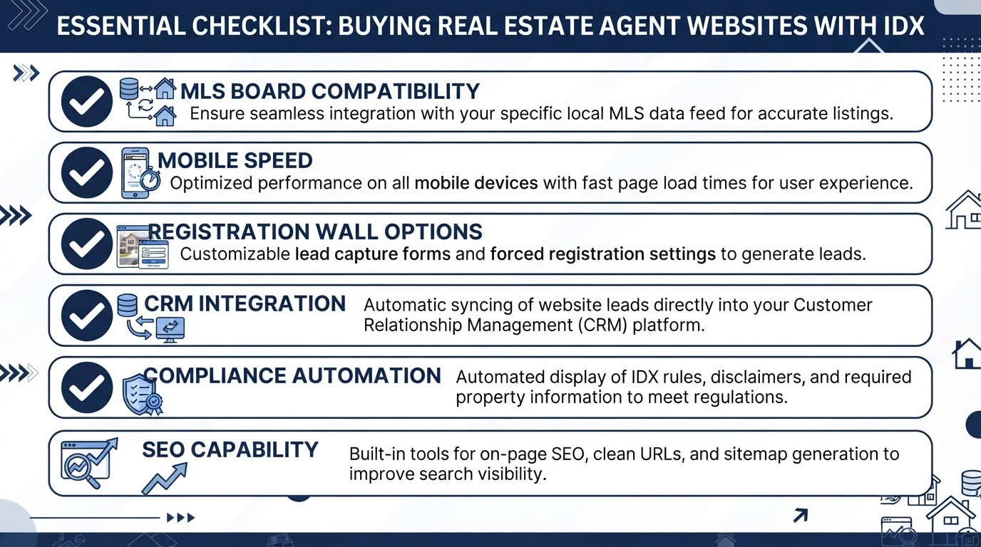 real estate agent websites with idx buying checklist 2026