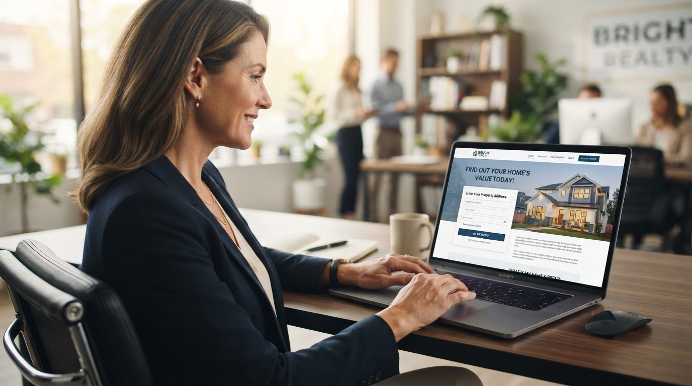 seller landing pages real estate agent reviewing home valuation page 2026
