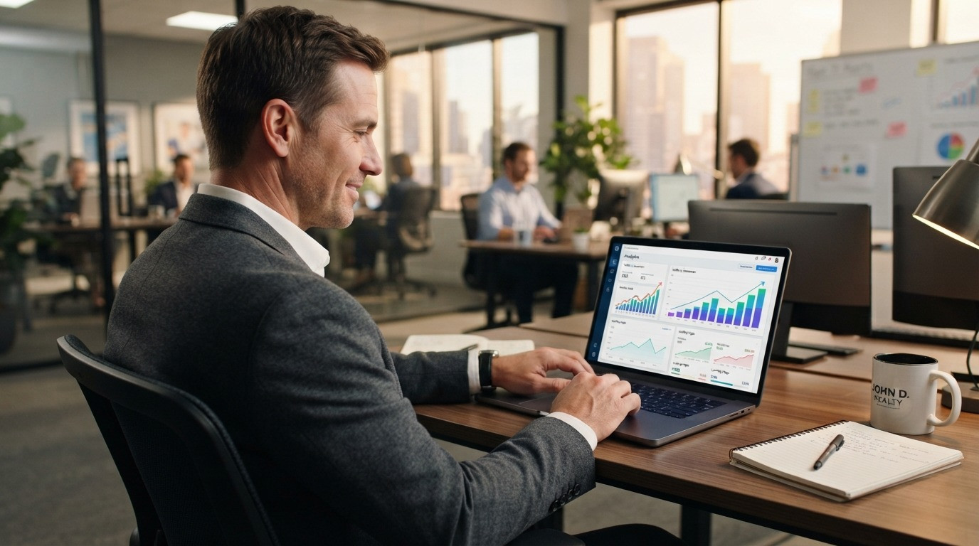 high converting real estate landing pages agent reviewing analytics 2026