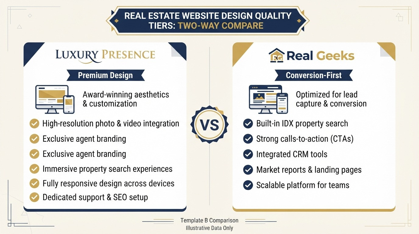 best real estate website design platform comparison luxury vs conversion 2026