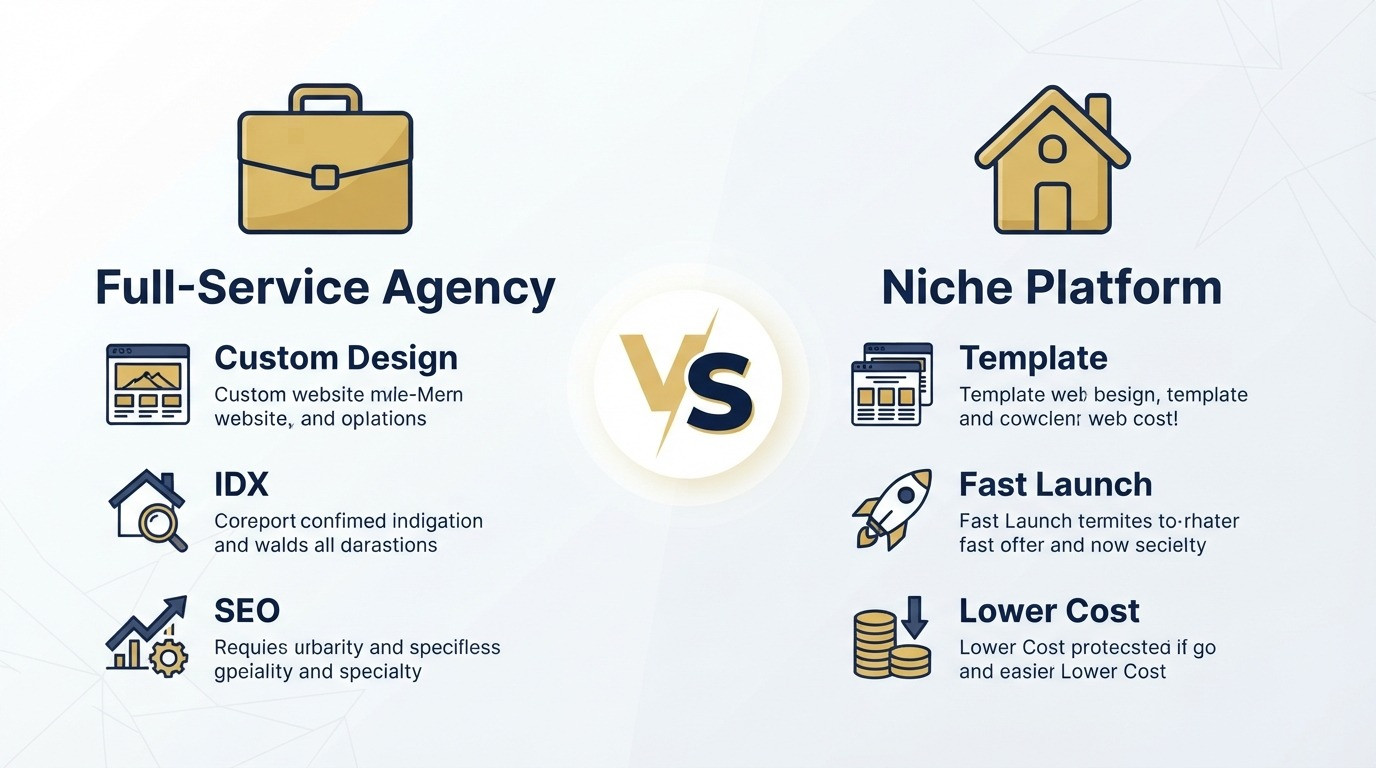 real estate web design companies full service vs niche platform comparison 2026