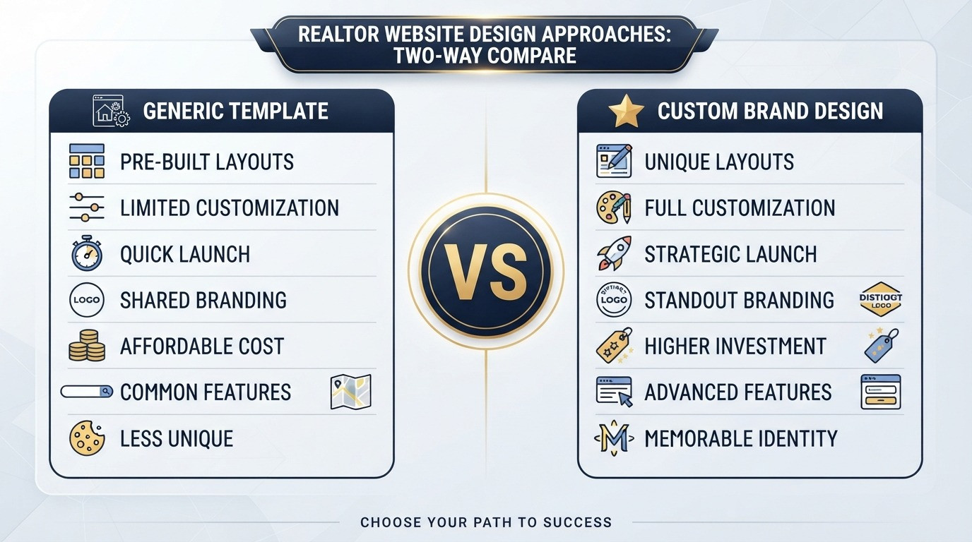realtor website design generic vs custom brand comparison 2026