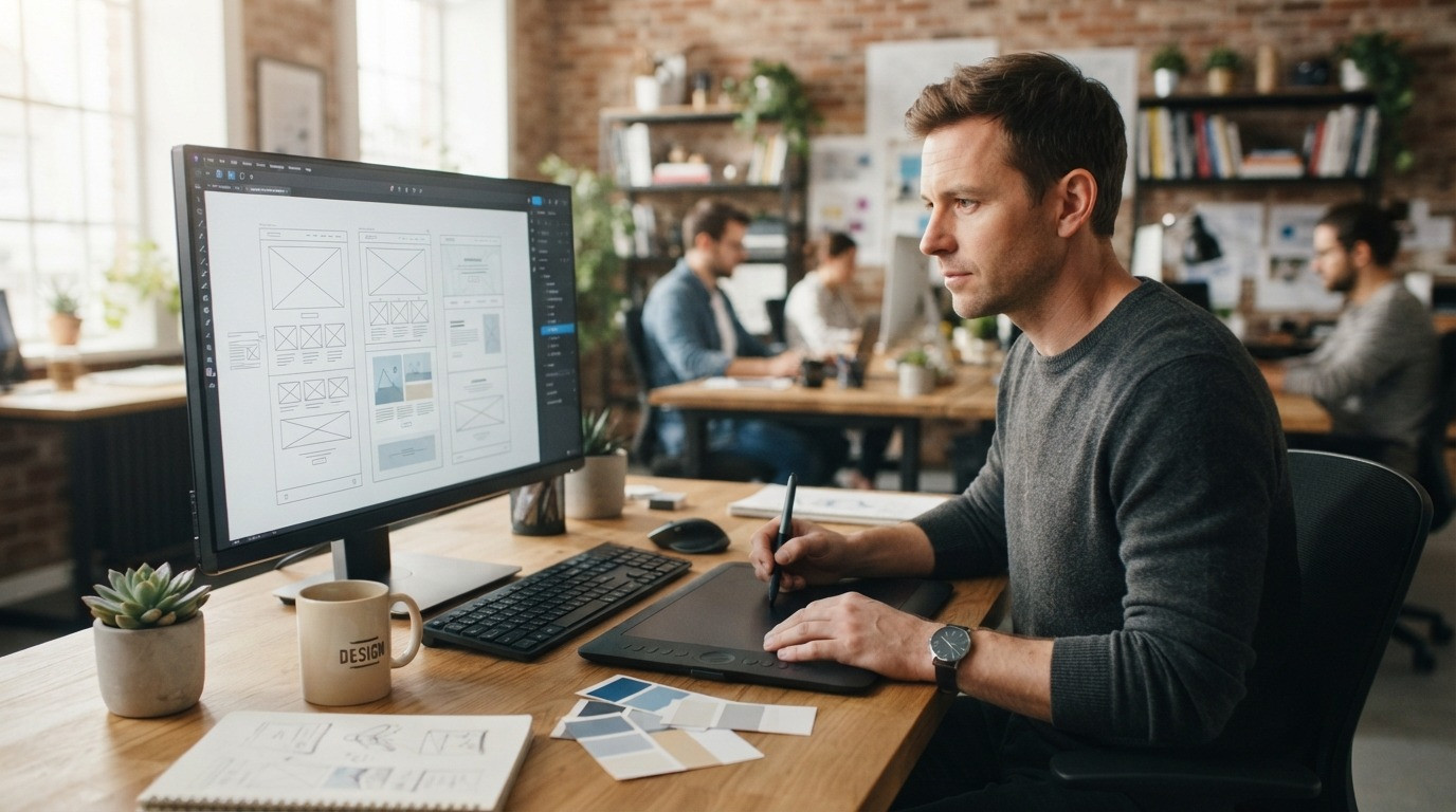 web design for real estate agents designer working on website wireframe 2026