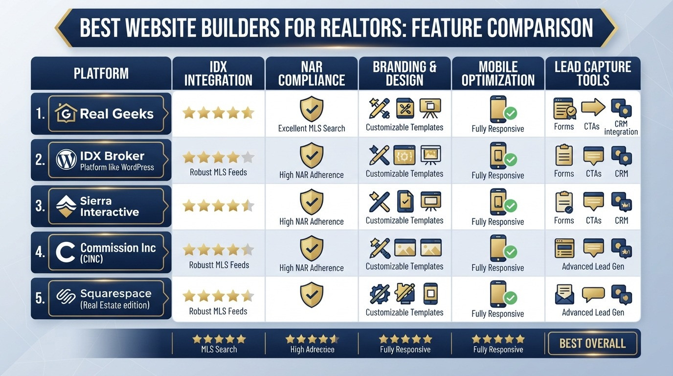 best website builder for realtors comparison chart 2026