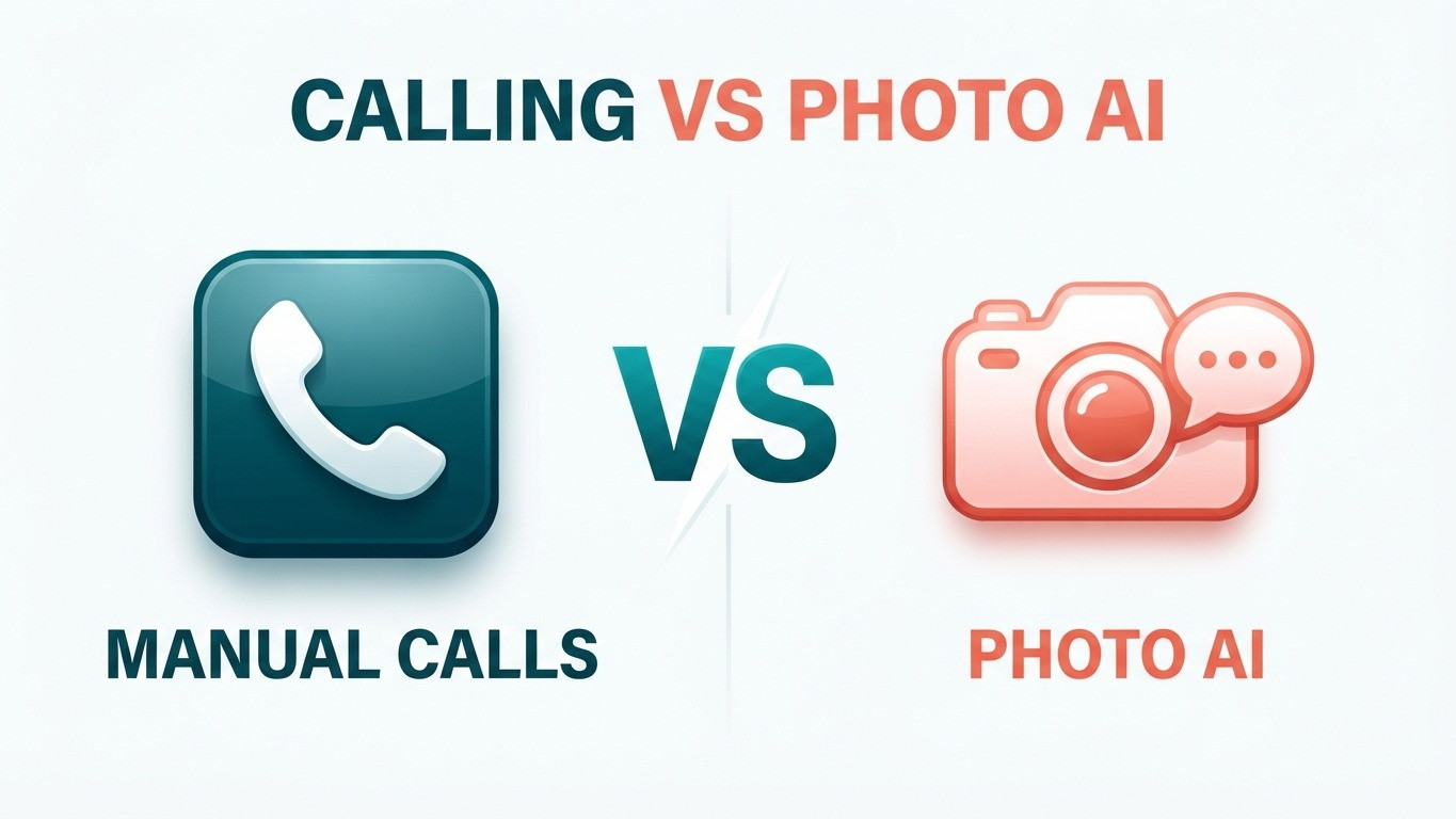 manual call handling versus photo-reading chatbot comparison