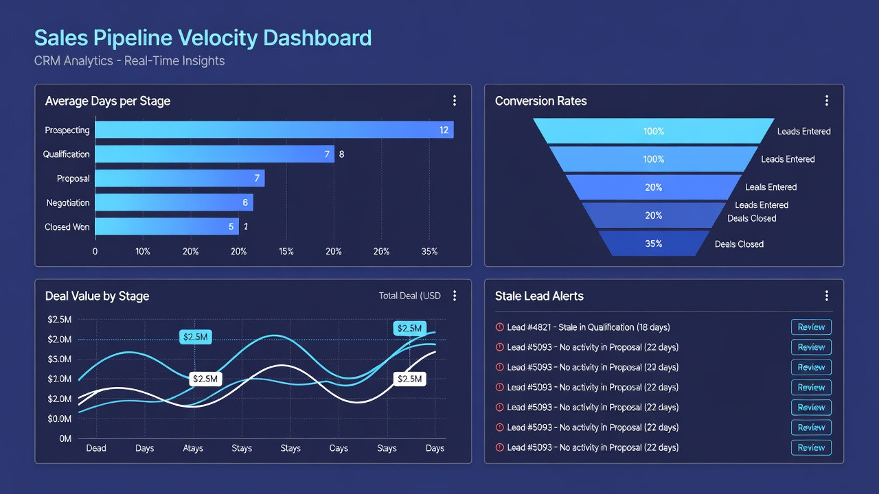 crm pipeline velocity dashboard conversion rate stage analysis 2026