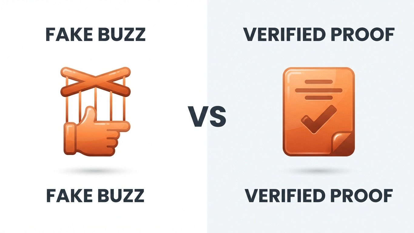 seeded reddit posts versus verified transaction proof comparison