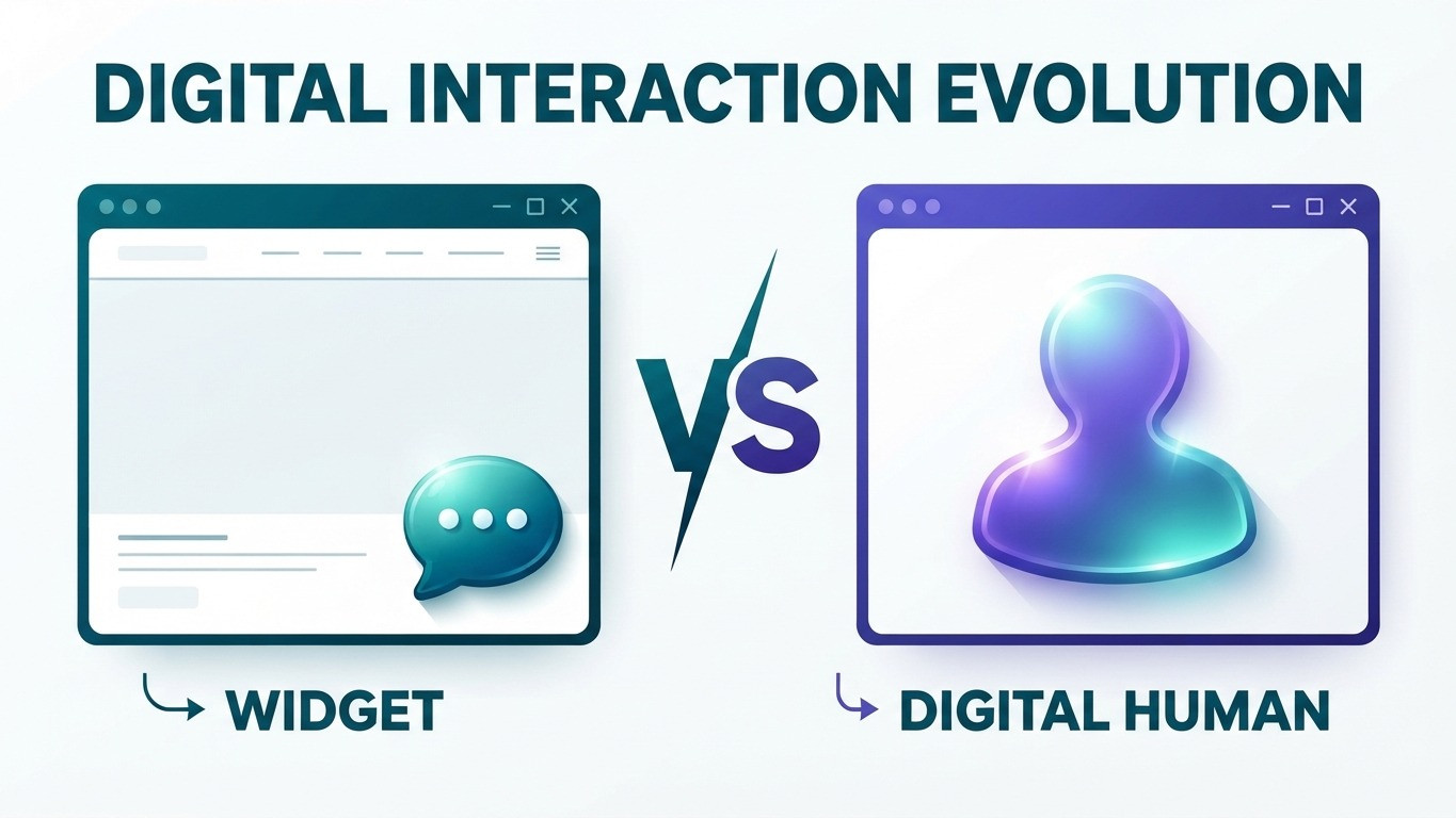traditional chat widget versus ai digital human website interface comparison
