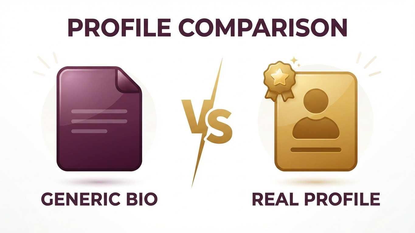 generic agent bio versus real about me page with video and testimonials comparison