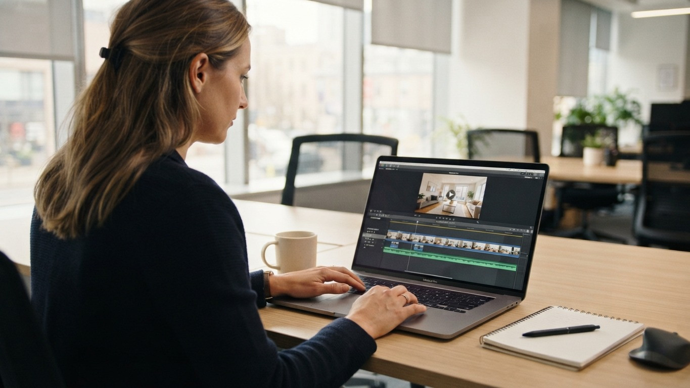ai video marketing automation real estate agents agent reviewing generated listing video