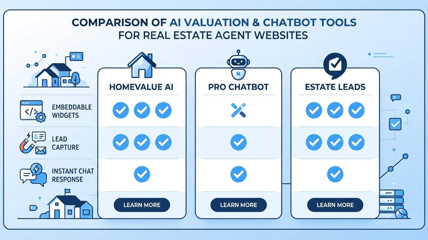 ai home valuation tool real estate agent website comparison chart