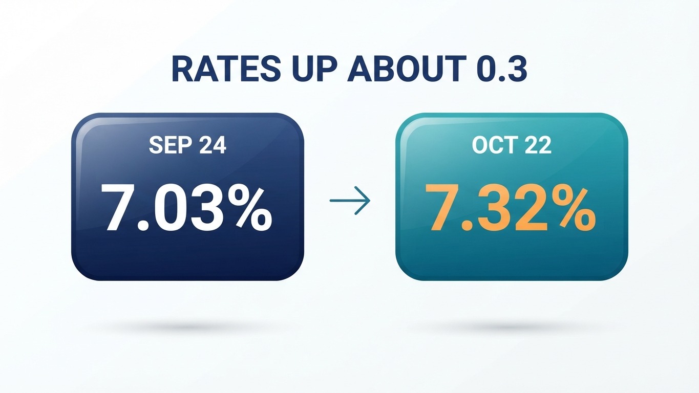 price reduction conversation with sellers: 30-year mortgage rate from 7.03% on September 24 to 7.32% on October 22