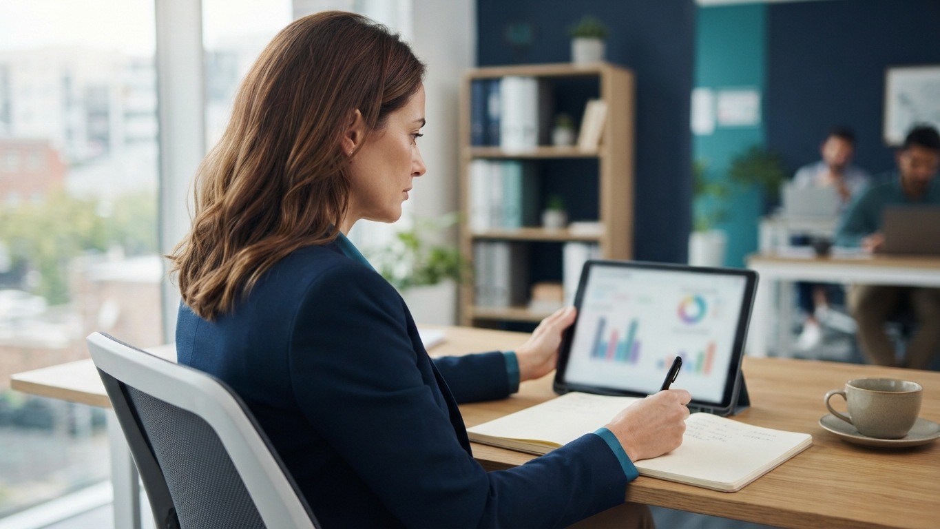 real estate advertising ad performance review by an agent at a desk