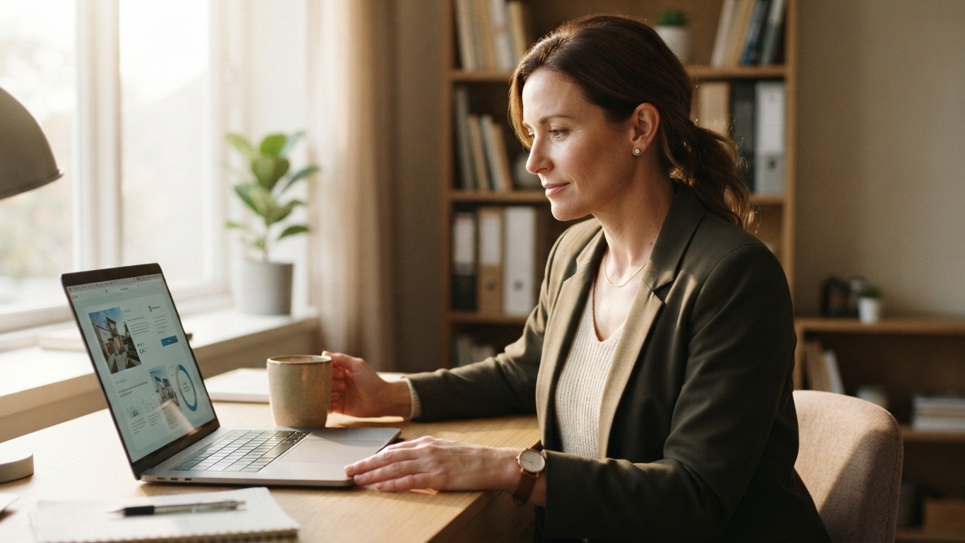 real estate agent reviewing ai drafted messages agent approval queue on a laptop