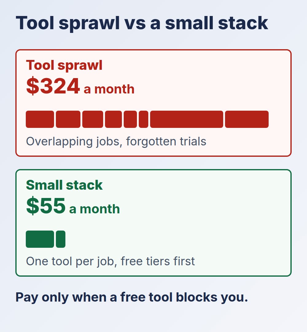 real estate marketing software tool sprawl at $324 a month versus a small stack at $55 a month
