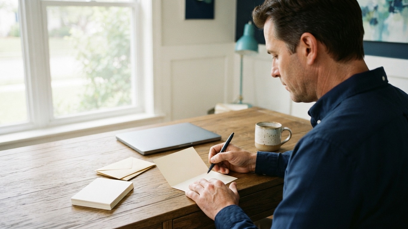 real estate marketing ideas handwritten notes being written by an agent at a desk