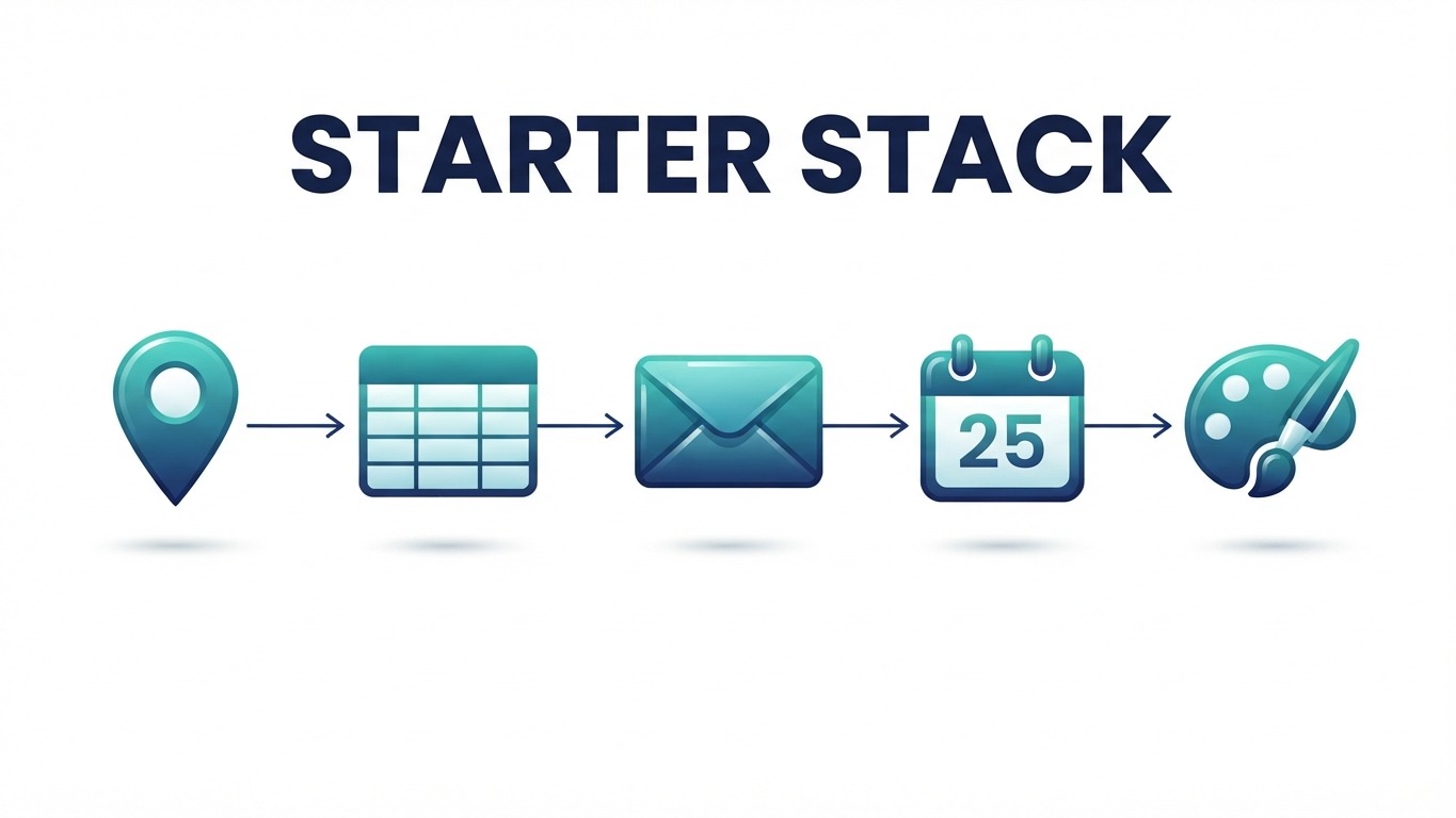 real estate marketing software free starter stack infographic