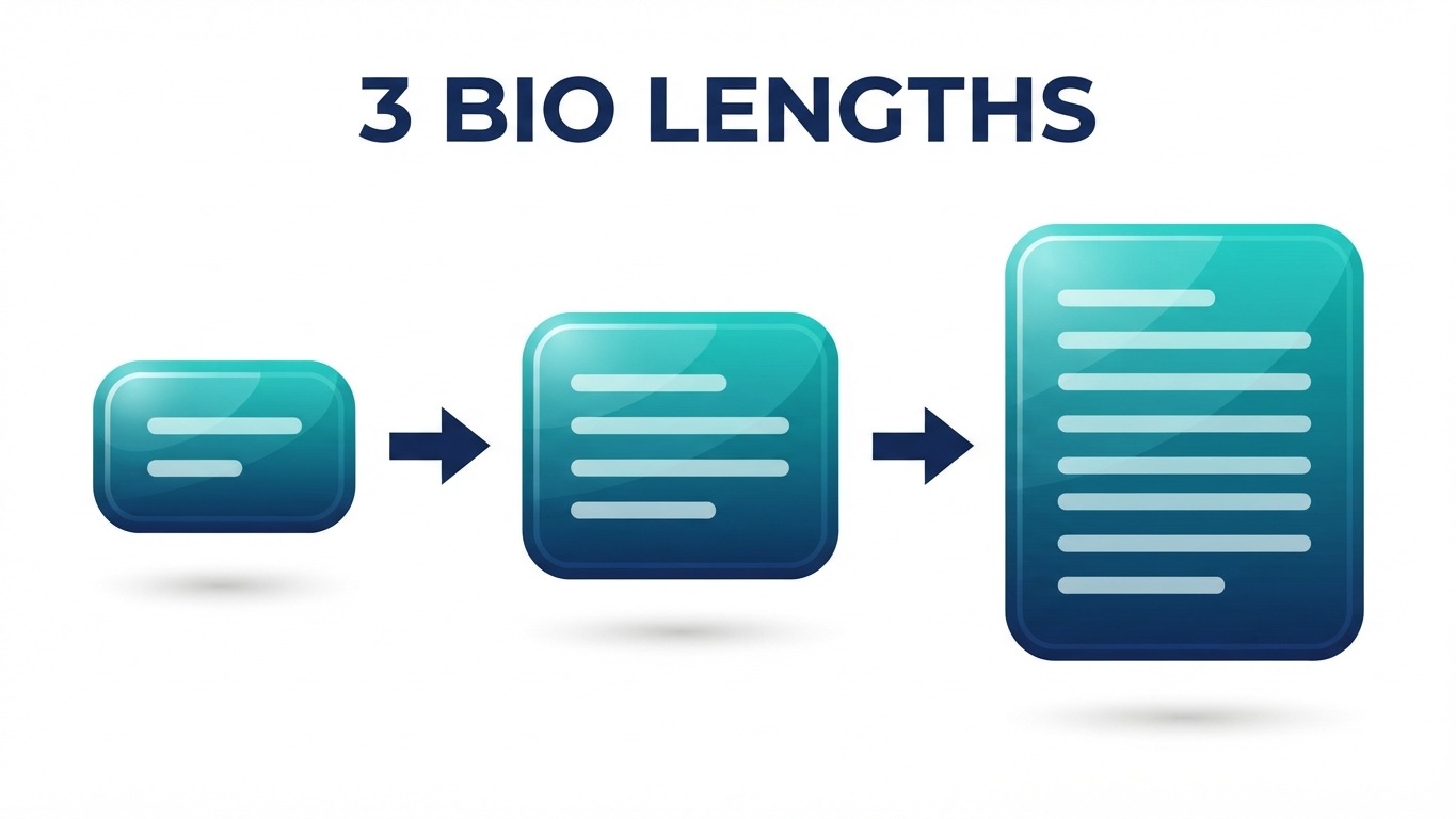 real estate agent bio three bio lengths infographic