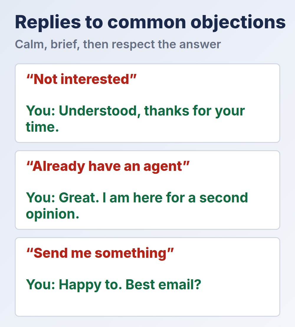 replies to three common cold call objections